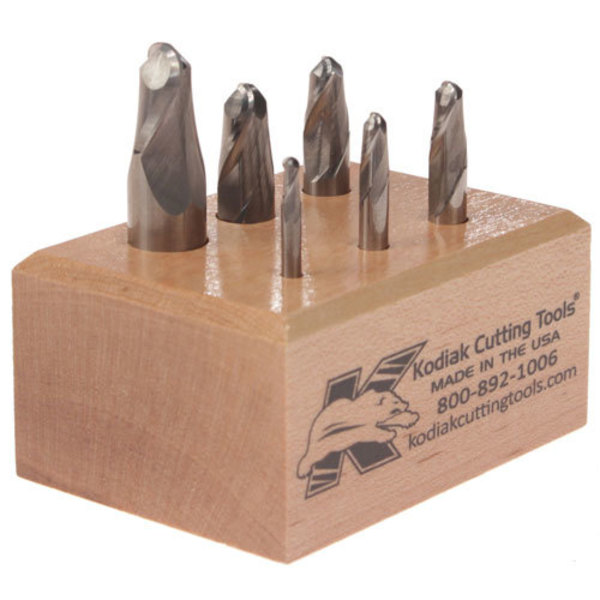 Kodiak Cutting Tools 2 Flute Stub Ball Nose Carbide End Mill Set, 6pc 1/8-1/2 56310029